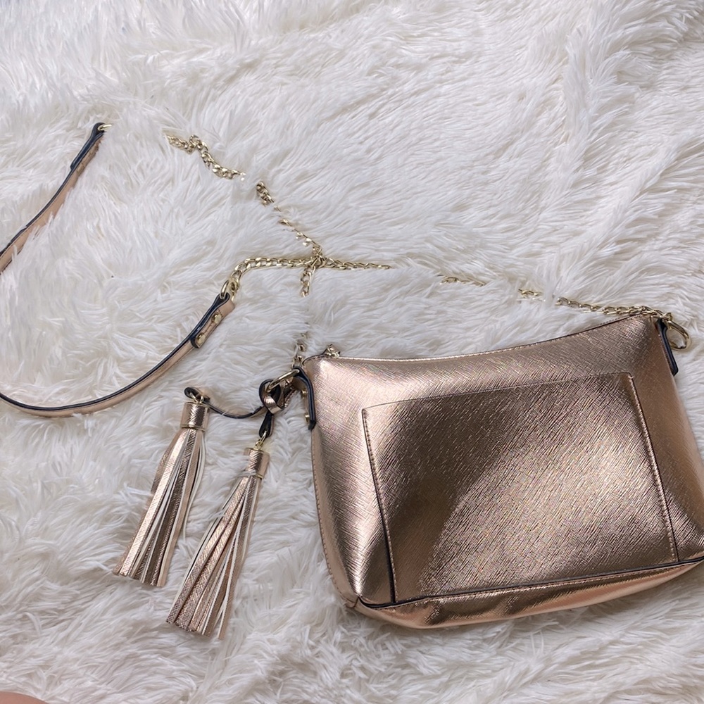 A New Day Rose Gold Chain Tassel Crossbody Bag